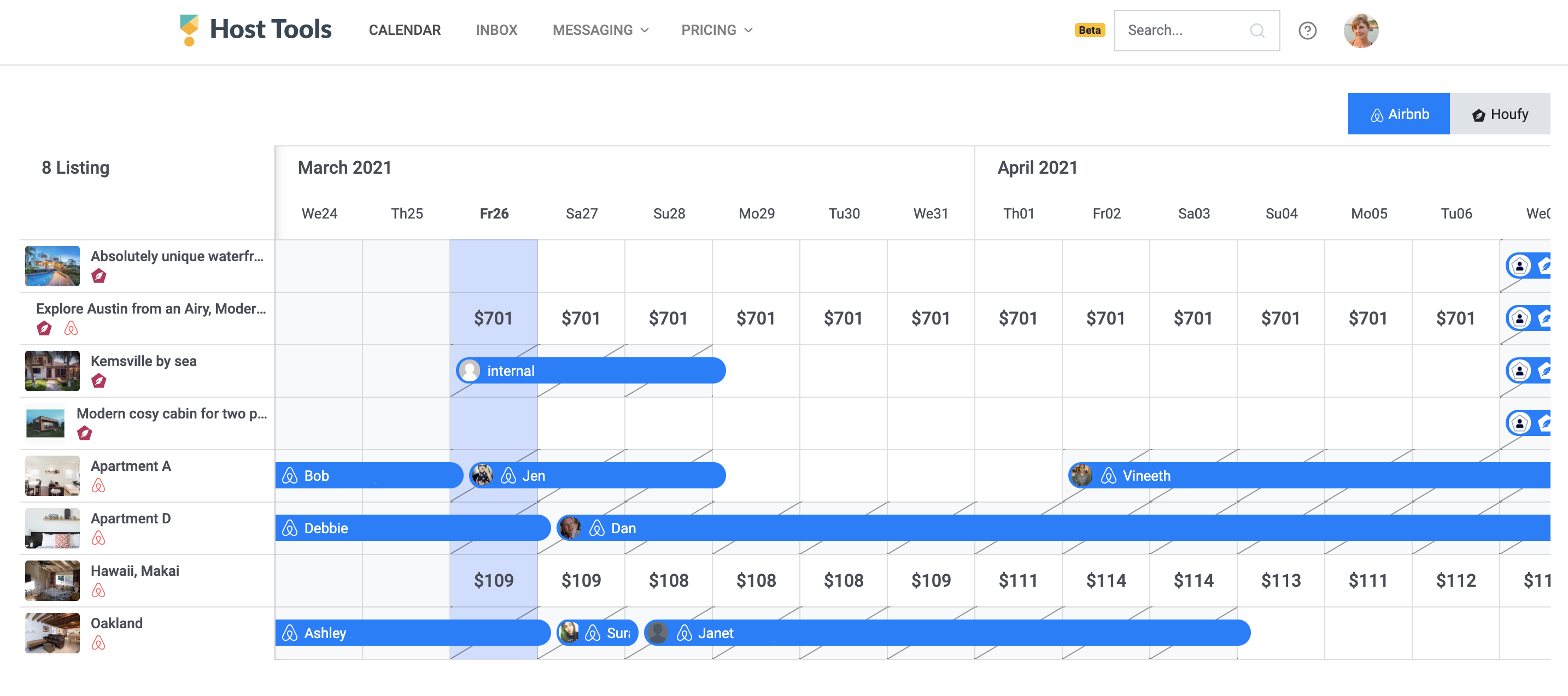 Preview of Host Tools multi-calendar.