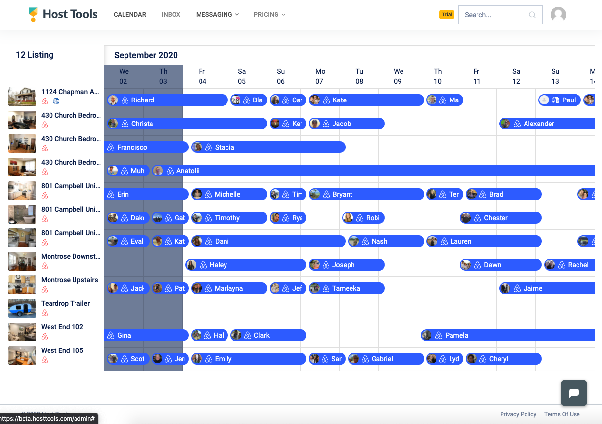 Example of how Host Tools multi-calendar displays