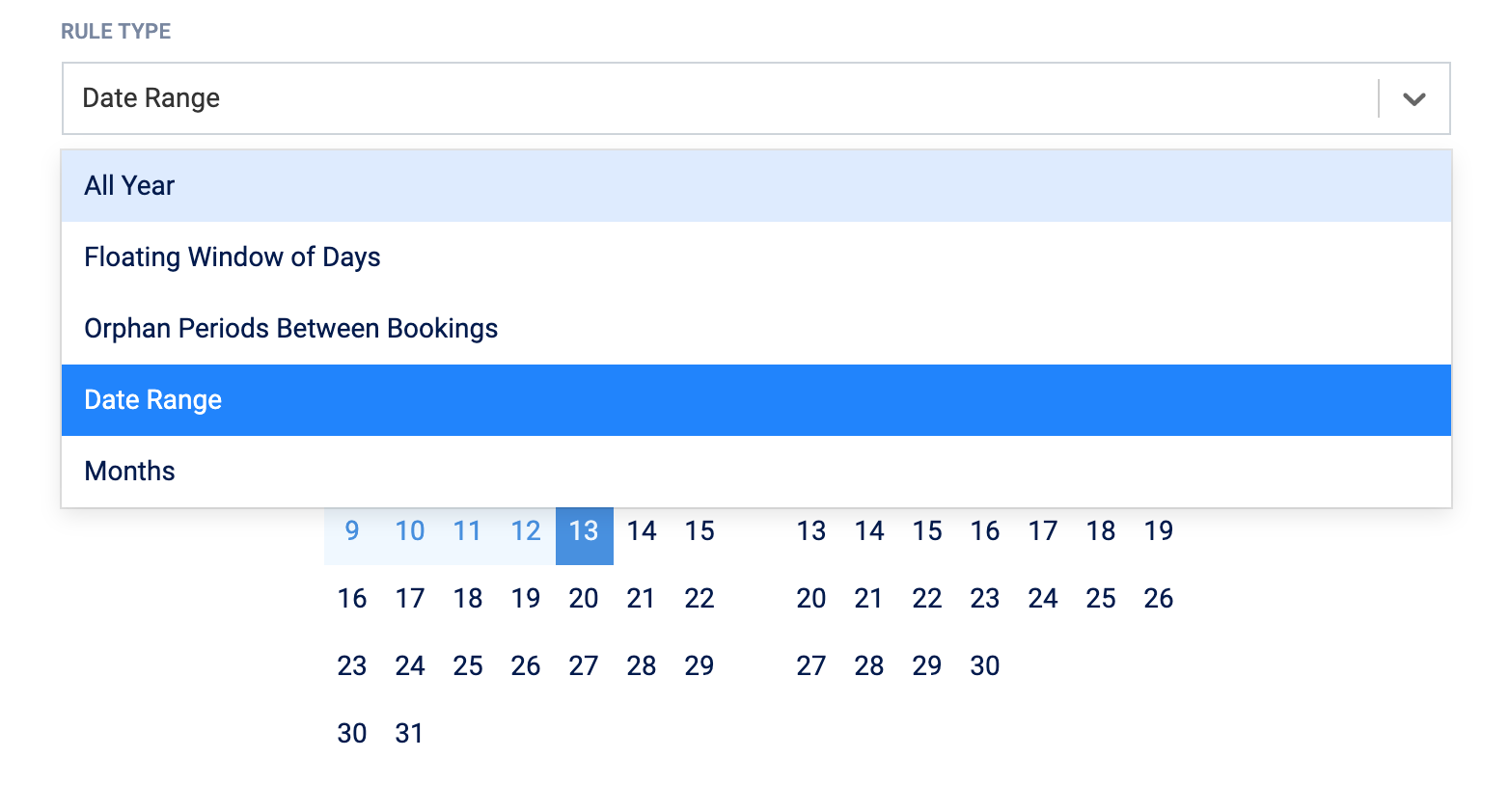 Select a “Rule Type” from the dropdown to choose when the rule will be applicable