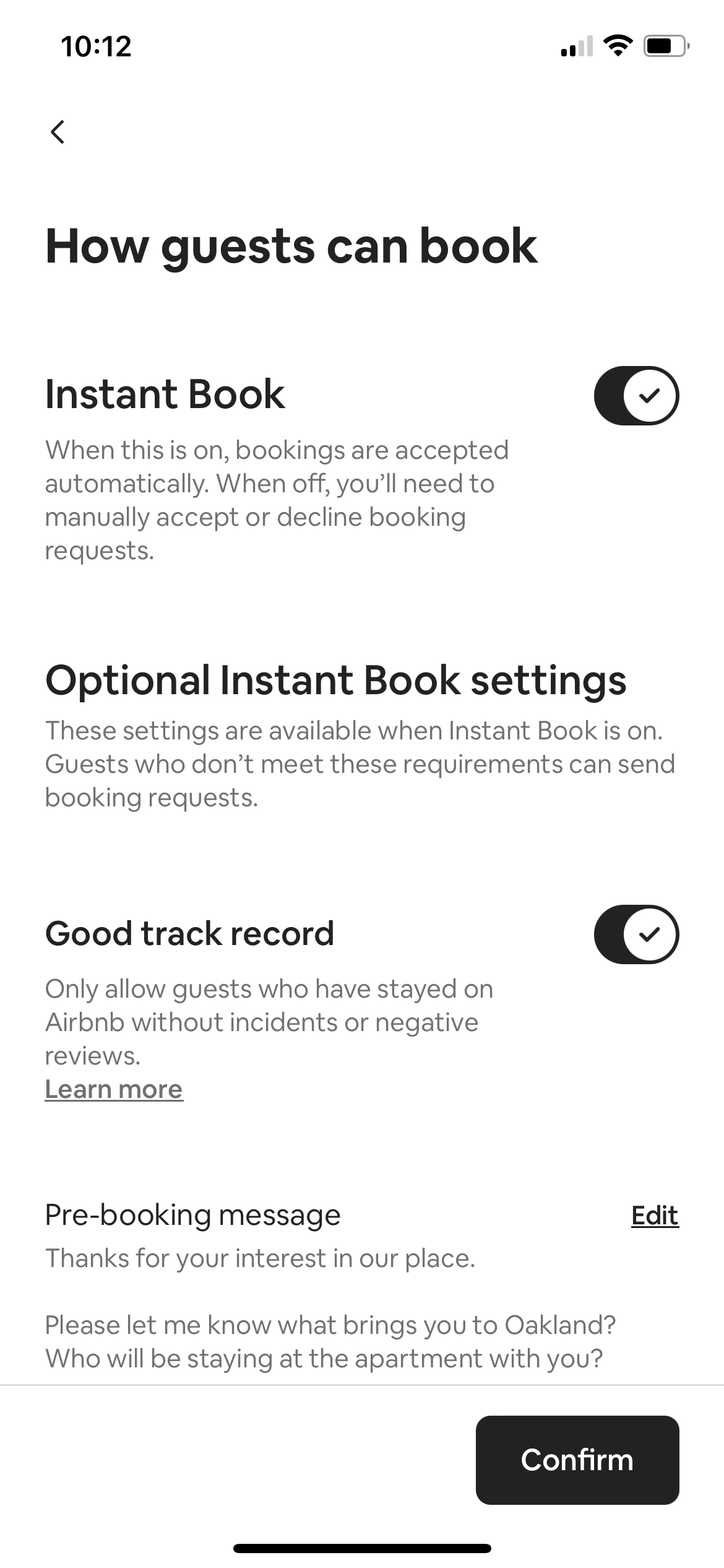 Airbnb instant book