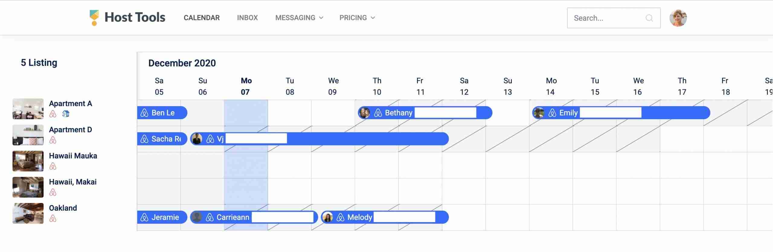 Host Tools multi-calendar