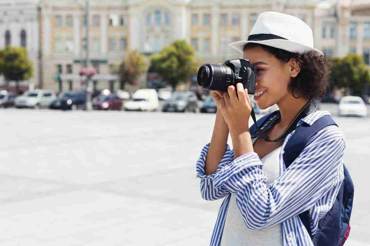 Female traveler with camera