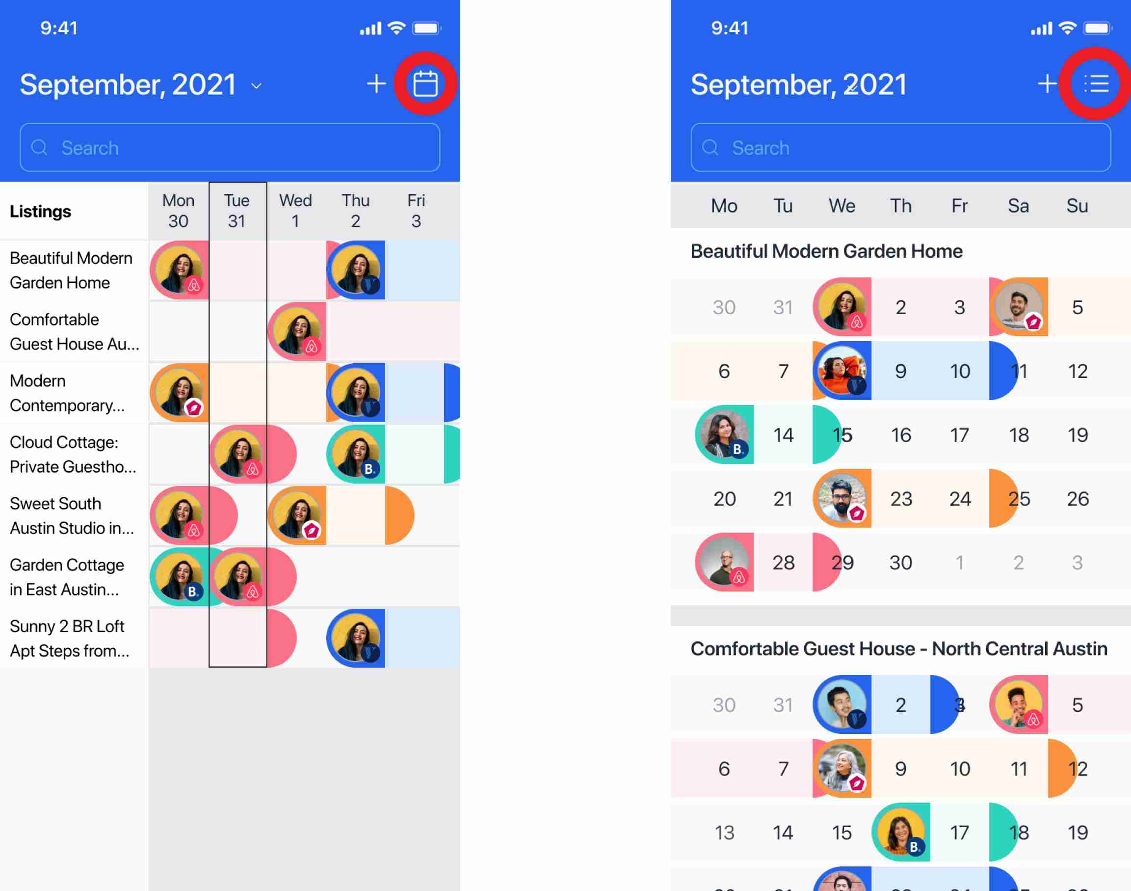 Host Tools calendar view