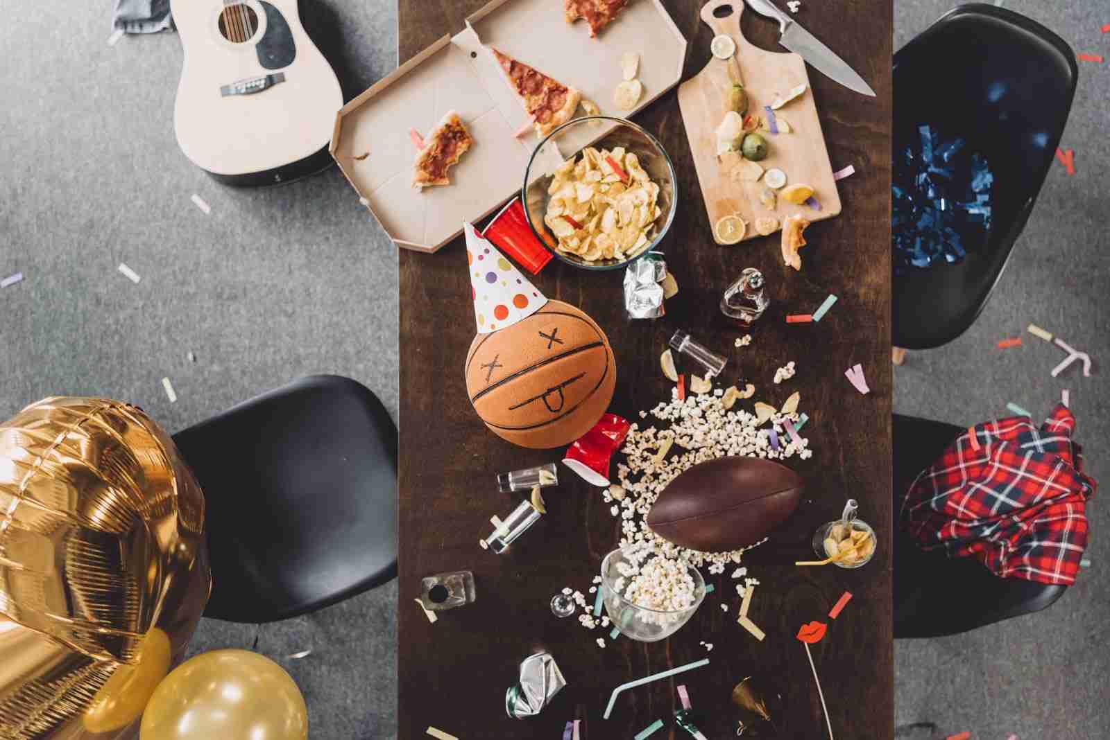  A messy table from a party