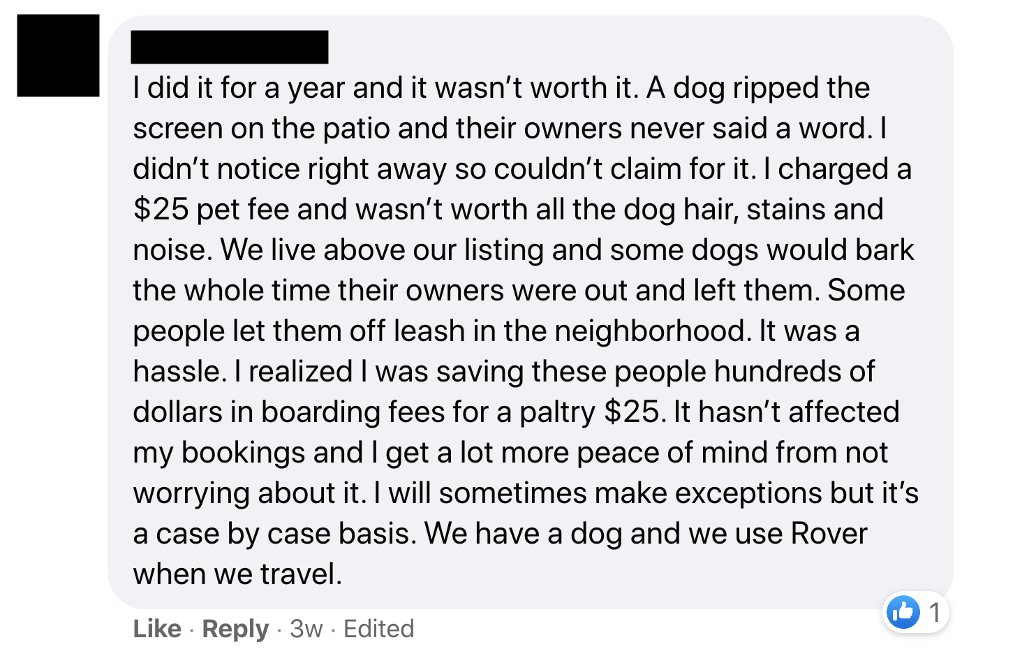 a host explains how making her vacation rental  pet-friendly was not worth the noise complaints and damage